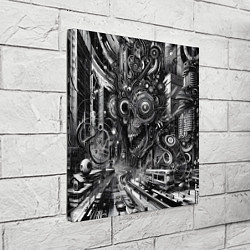 Холст квадратный Cyber urban skull - ai art fantasy, цвет: 3D-принт — фото 2