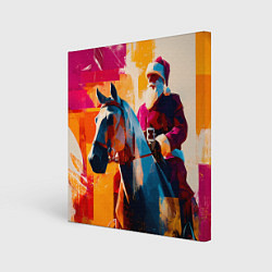 Холст квадратный Дед Мороз на коне, цвет: 3D-принт