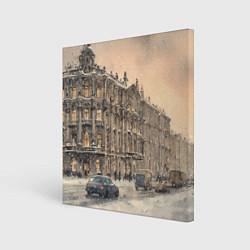Холст квадратный Зима в Санкт-Петербурге, цвет: 3D-принт