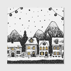 Холст квадратный Черно-белый новогодний город, цвет: 3D-принт — фото 2