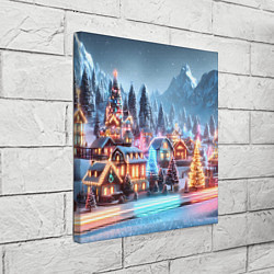 Холст квадратный Городок в новогодних огоньках, цвет: 3D-принт — фото 2