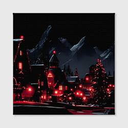 Холст квадратный Новогодняя ночь и красные гирлянды, цвет: 3D-принт — фото 2