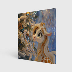 Холст квадратный Новогодняя лошадка в крапинку, цвет: 3D-принт