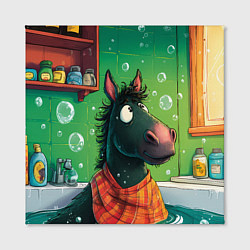 Холст квадратный Лошадь моется в ванной, цвет: 3D-принт — фото 2