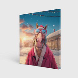 Картина квадратная Удивленная лошадь в очках