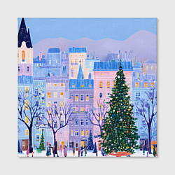 Холст квадратный Новогодний двор, цвет: 3D-принт — фото 2
