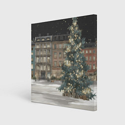 Холст квадратный Елка во дворе, цвет: 3D-принт