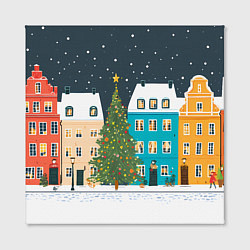 Холст квадратный Новогодний снежный город, цвет: 3D-принт — фото 2