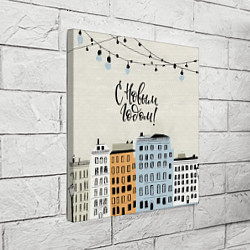 Холст квадратный С новым годом - новогодний городок, цвет: 3D-принт — фото 2