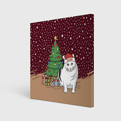 Холст квадратный Кот Бендер и ёлка, цвет: 3D-принт