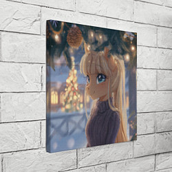 Холст квадратный Новогодняя анимешная лошадка, цвет: 3D-принт — фото 2