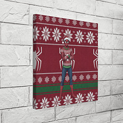 Холст квадратный Человек паук в вязаном свитере - новый год, цвет: 3D-принт — фото 2