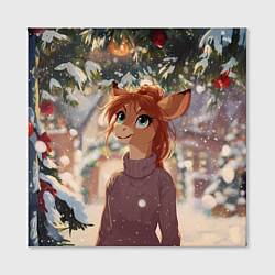 Холст квадратный Новогодняя аниме лошадка, цвет: 3D-принт — фото 2