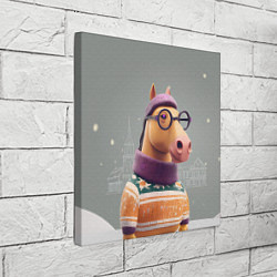 Холст квадратный Новогодняя лошадка хипстер, цвет: 3D-принт — фото 2