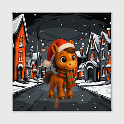 Холст квадратный Новогодняя лошадка 2026 год, цвет: 3D-принт — фото 2