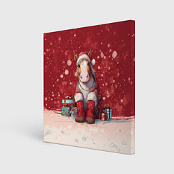 Картина квадратная Лошадка в новогодних сапогах