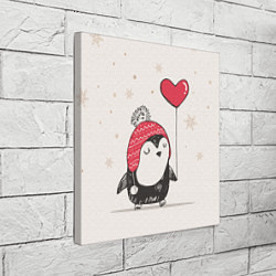 Холст квадратный Влюбленный пингвин, цвет: 3D-принт — фото 2