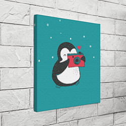 Холст квадратный Пингвин с фотоаппаратом, цвет: 3D-принт — фото 2