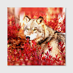 Холст квадратный Осенний волк, цвет: 3D-принт — фото 2