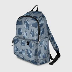 Рюкзак Камуфляж с котиками серо-голубой, цвет: 3D-принт