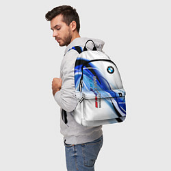 Рюкзак BMW волны - blue-white, цвет: 3D-принт — фото 2
