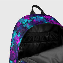 Рюкзак Неоновые снежинки, цвет: 3D-принт — фото 2