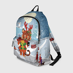 Рюкзак Тигр с рожками оленя, цвет: 3D-принт