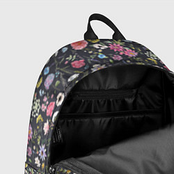 Рюкзак Разные цветы, листья, травы на темном фоне, цвет: 3D-принт — фото 2