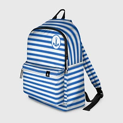 Рюкзак Морская тельняшка - бело-синие полосы и якорь, цвет: 3D-принт