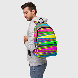 Рюкзак Полосатый радужный разноцветный геометрический узо, цвет: 3D-принт — фото 2