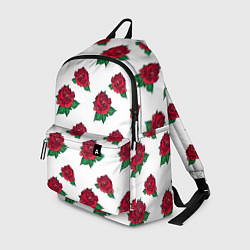 Рюкзак Цветы Красные Розы На Белом Фоне, цвет: 3D-принт