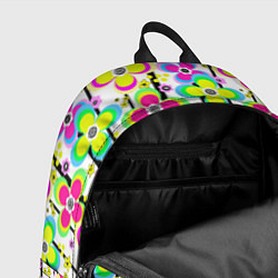 Рюкзак Цветочный ретро узор в неоновых тонах, цвет: 3D-принт — фото 2