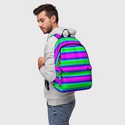 Рюкзак Зеленый и фиолетовые яркие неоновые полосы striped, цвет: 3D-принт — фото 2