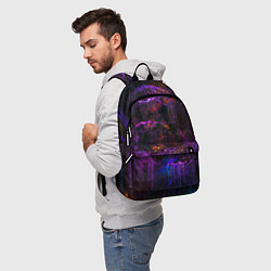 Рюкзак Неоновые лучи и листья - Фиолетовый, цвет: 3D-принт — фото 2