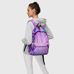 Рюкзак Неоновые лучи из центра - Розовый, цвет: 3D-принт — фото 2