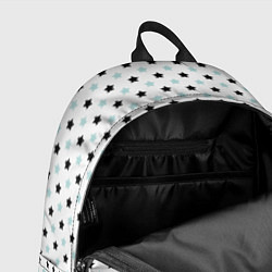 Рюкзак Бирюзовые, черные звезды на белом, цвет: 3D-принт — фото 2