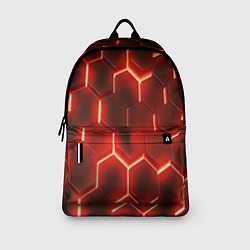 Рюкзак Светящиеся красным светом шестиугольники, цвет: 3D-принт — фото 2