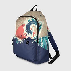 Рюкзак Большая океанская волна и силуэт пустынного остров, цвет: 3D-принт