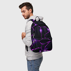 Рюкзак Фиолетовые неоновые трещины, цвет: 3D-принт — фото 2