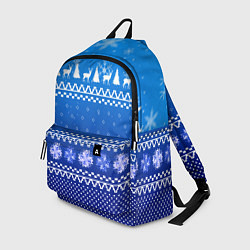 Рюкзак Новогодний узор на синем фоне, цвет: 3D-принт