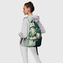 Рюкзак Розы на зеленом фоне, цвет: 3D-принт — фото 2
