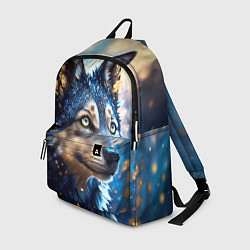Рюкзак Волк на синем фоне, цвет: 3D-принт