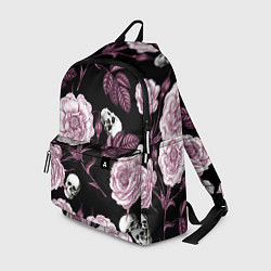 Рюкзак Розовые цветы с черепами, цвет: 3D-принт