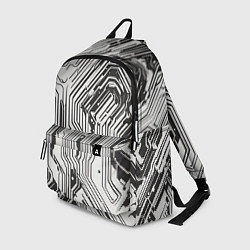 Рюкзак Белые полосы на чёрном фоне, цвет: 3D-принт