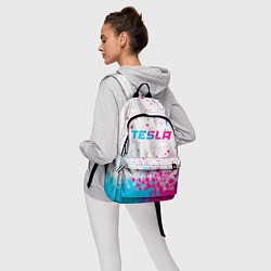 Рюкзак Tesla neon gradient style: символ сверху, цвет: 3D-принт — фото 2