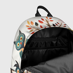 Рюкзак Совы в осеннем лесу в стиле фолк-арт, цвет: 3D-принт — фото 2