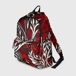 Рюкзак Красно белый узор на чёрном фоне, цвет: 3D-принт