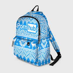 Рюкзак Порнхаб - новогодний синий паттерн, цвет: 3D-принт