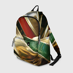 Рюкзак Золотая абстракция с зелеными и красными вставками, цвет: 3D-принт