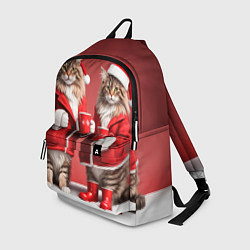 Рюкзак С новым котом - два кота в костюмах Санты, цвет: 3D-принт
